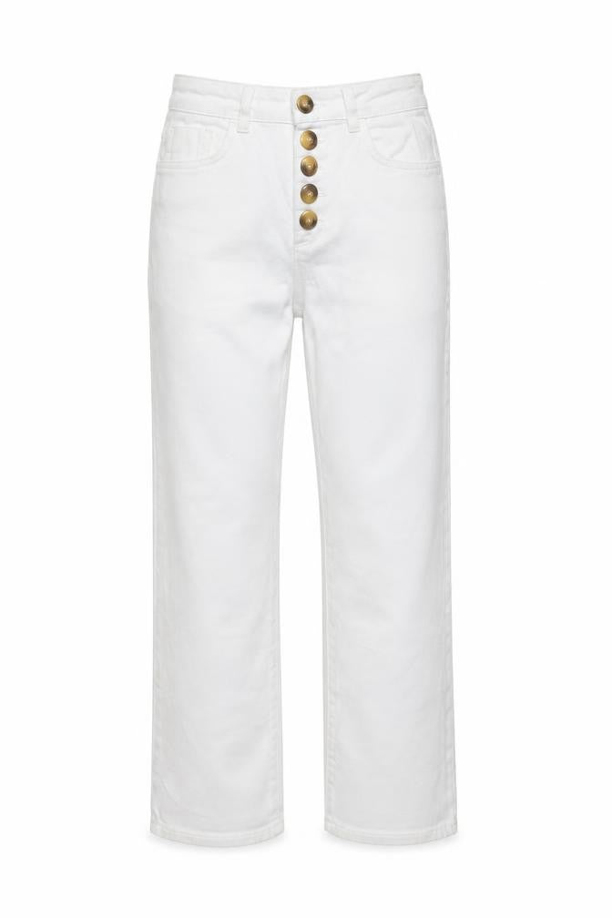 Savida Womens White Straight Leg Jeans Size 10 Mid Rise Stretch Denim