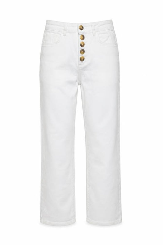 Savida Womens White Straight Leg Jeans Size 10 Mid Rise Stretch Denim