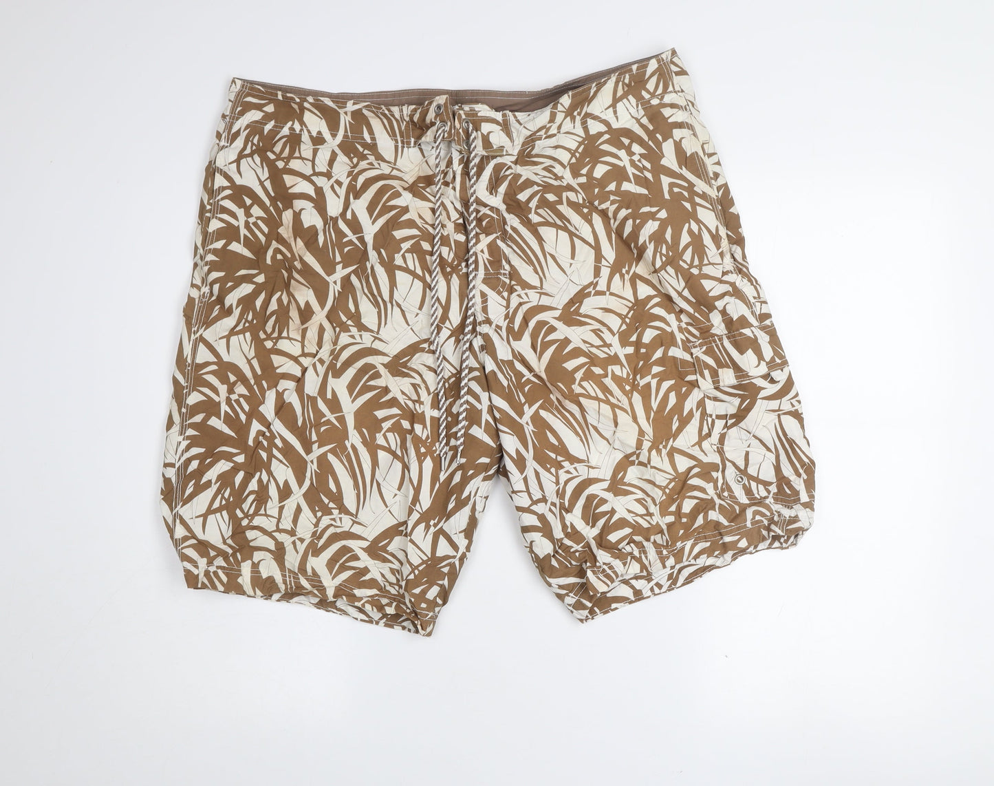 Marks and Spencer Men's Beige Palm Print Swim Shorts XL