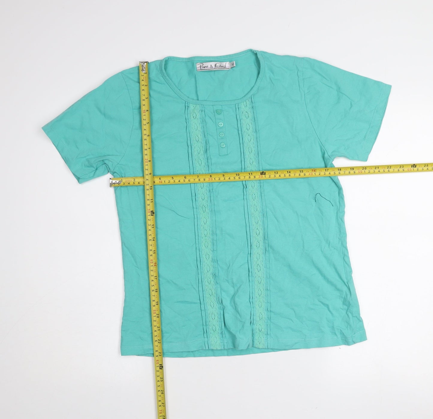 Pure & Natural Women's Green Cotton Short Sleeve T-Shirt M