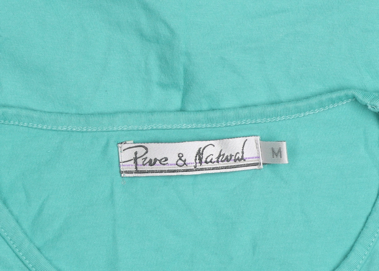 Pure & Natural Women's Green Cotton Short Sleeve T-Shirt M