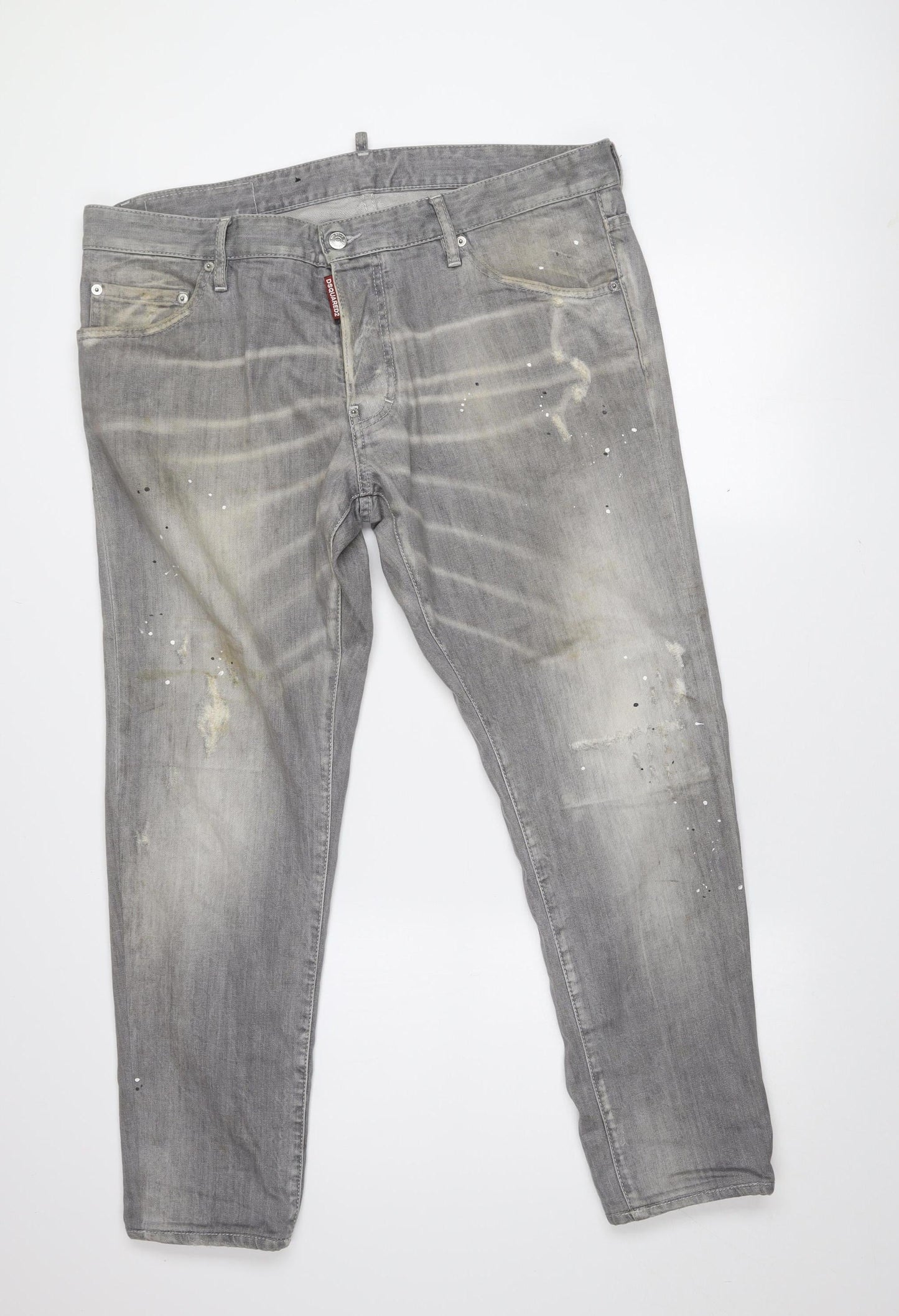 DSQUARED2 Men's Grey Cool Guy Distressed Straight Jeans Size 54