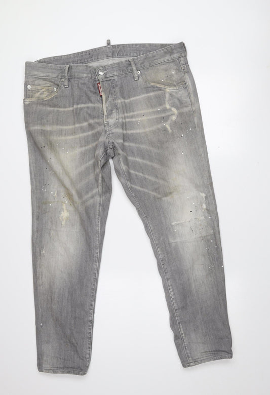 DSQUARED2 Men's Grey Cool Guy Distressed Straight Jeans Size 54