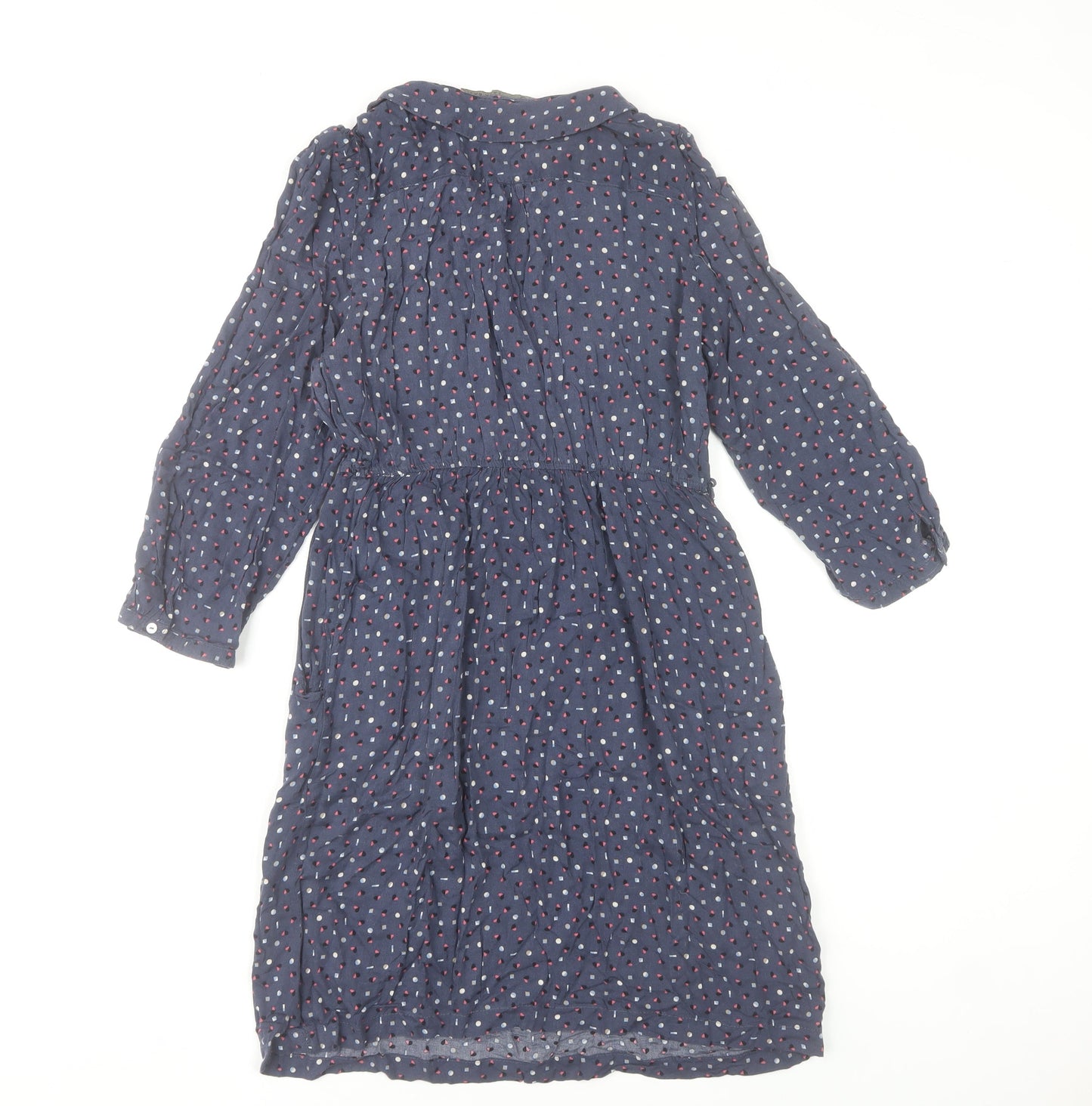 Zara Women Blue Geometric Collared Shirt Dress Size 10