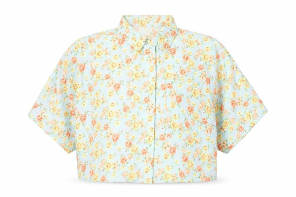 Zara Women’s Multicoloured Floral Cropped Button-Up Shirt Size 12