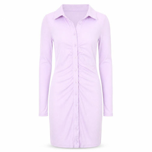 PRETTYLITTLETHING Women’s Purple Collared Shirt Dress UK 8