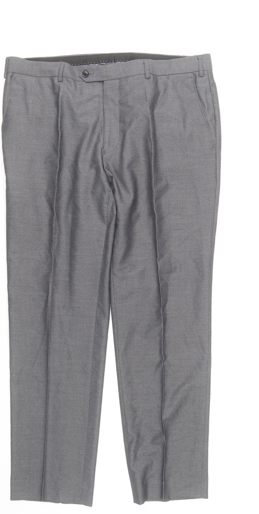 Daniel Grahame Men's Grey 42S Regular Fit Dress Trousers