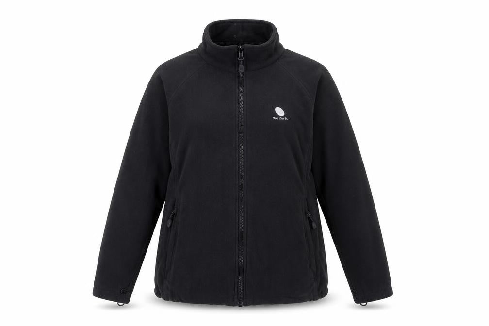 One Earth Women's Black Fleece Zip Jacket Size 12 Outdoor Warm Layer