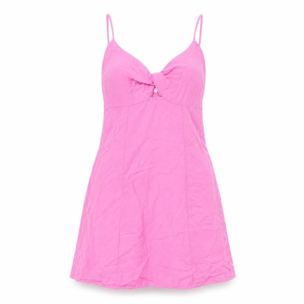 Bershka Womens Pink Slip Dress S Viscose Linen Summer Casual