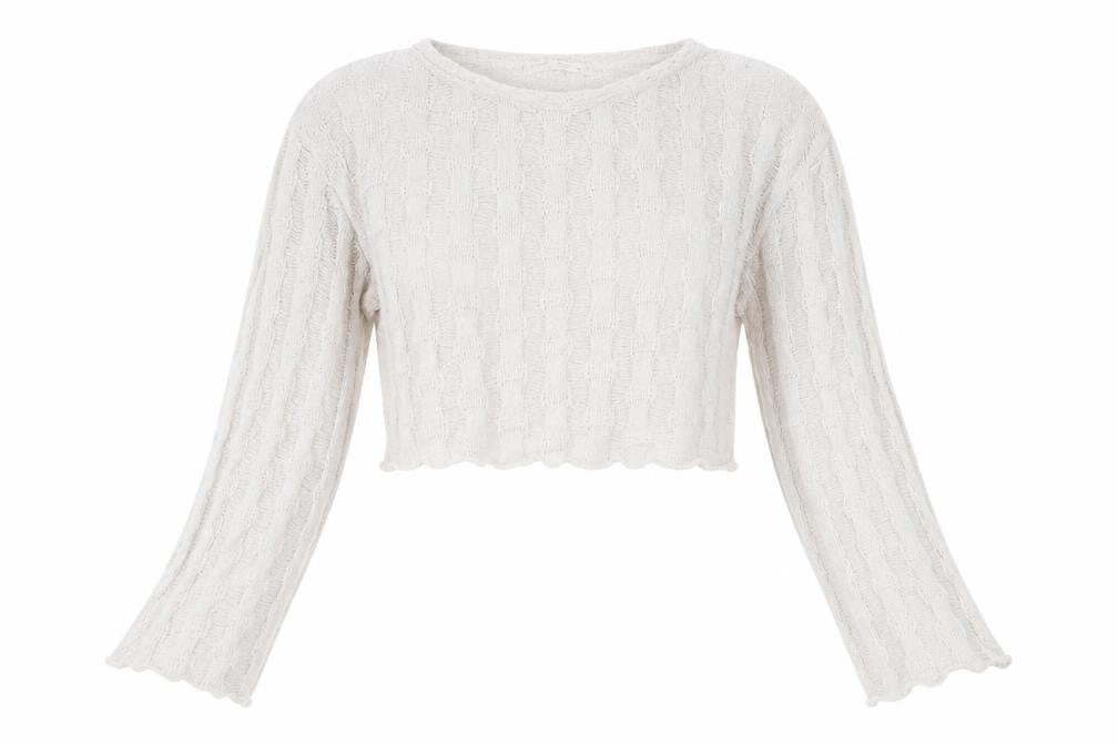 Pull & Bear Women’s Beige Open-Knit Cropped Jumper Size 12