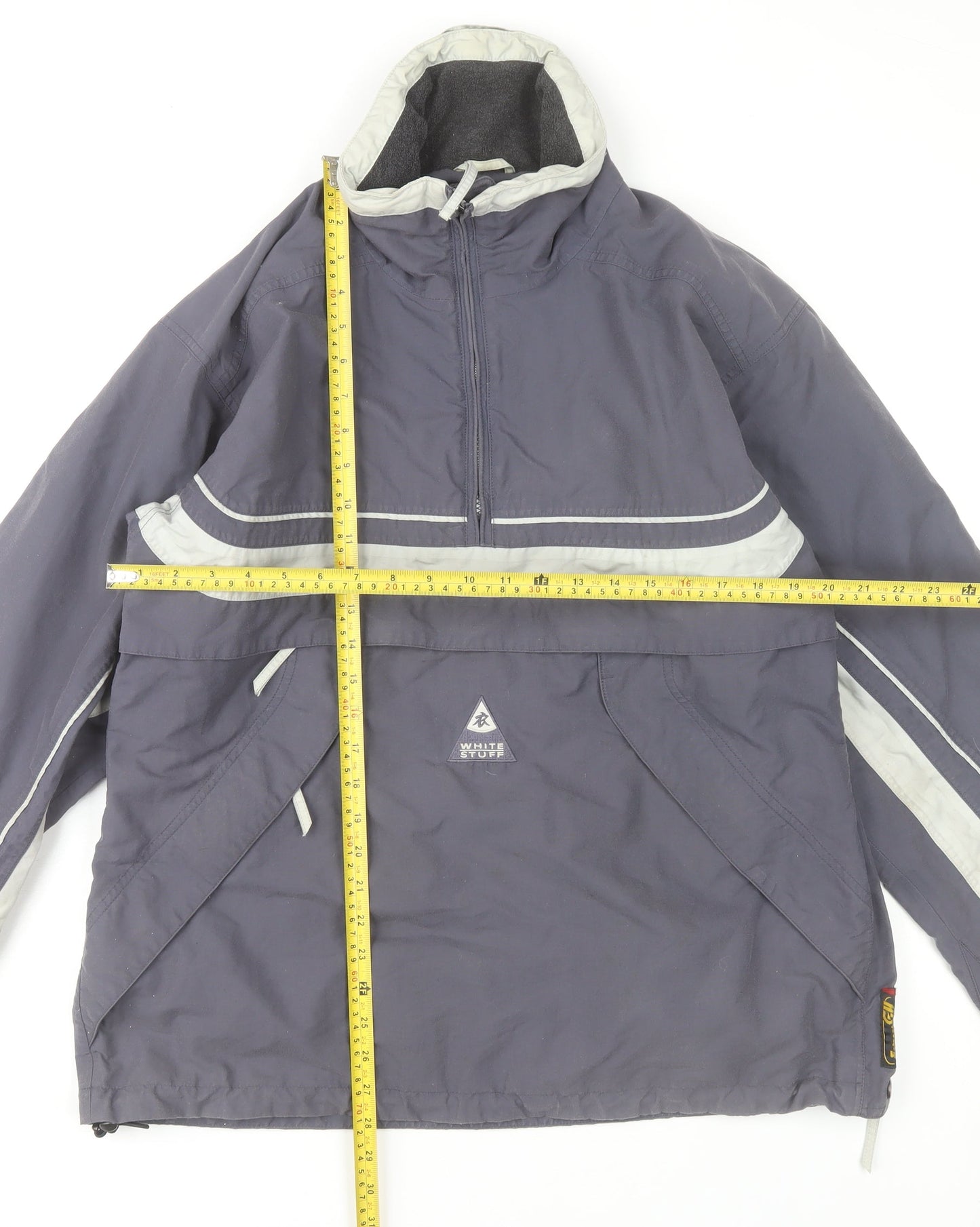 White Stuff Men's Grey L Anorak Jacket Water Resistant Outdoor Zip Pockets