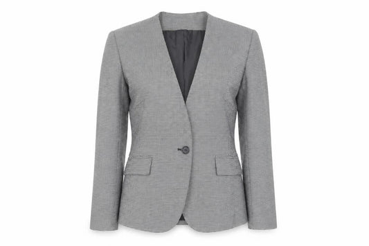 Zara Women Grey Houndstooth Single-Breasted Blazer Size 12