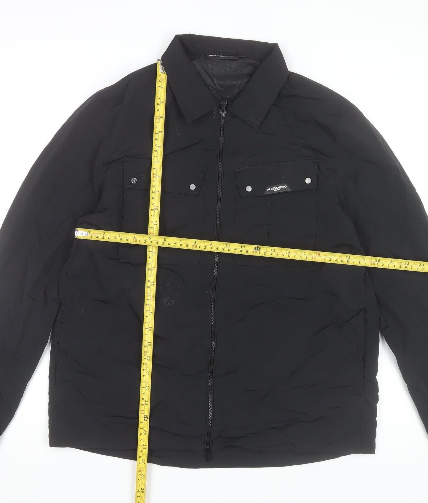 Alessandro Zavetti Men's Black Nylon Full Zip Casual Jacket L