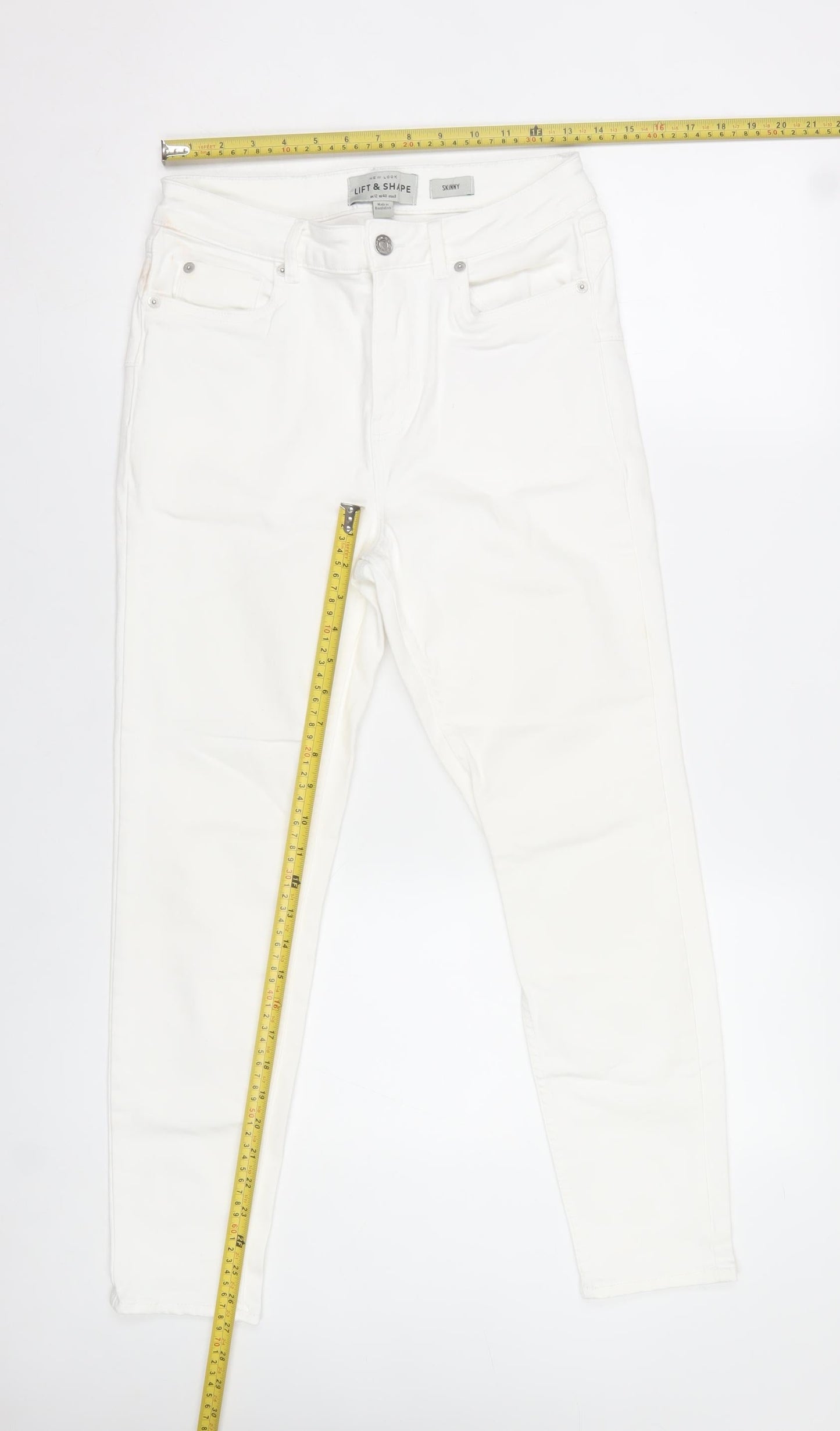 New Look Women White Skinny Lift & Shape Jeans Size 12