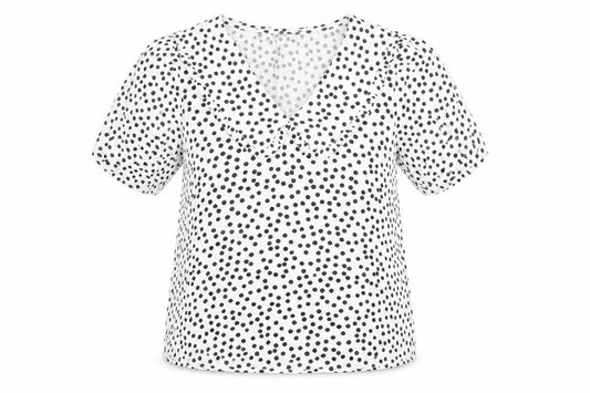 Marks and Spencer Womens Ivory Polka Dot V-Neck Ruffle Blouse Size 8