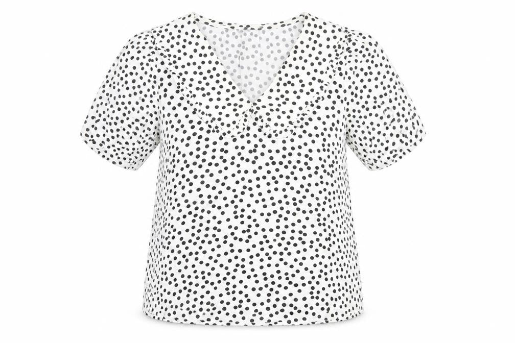 Marks & Spencer Womens Ivory Polka Dot V-Neck Ruffle Blouse Size 8