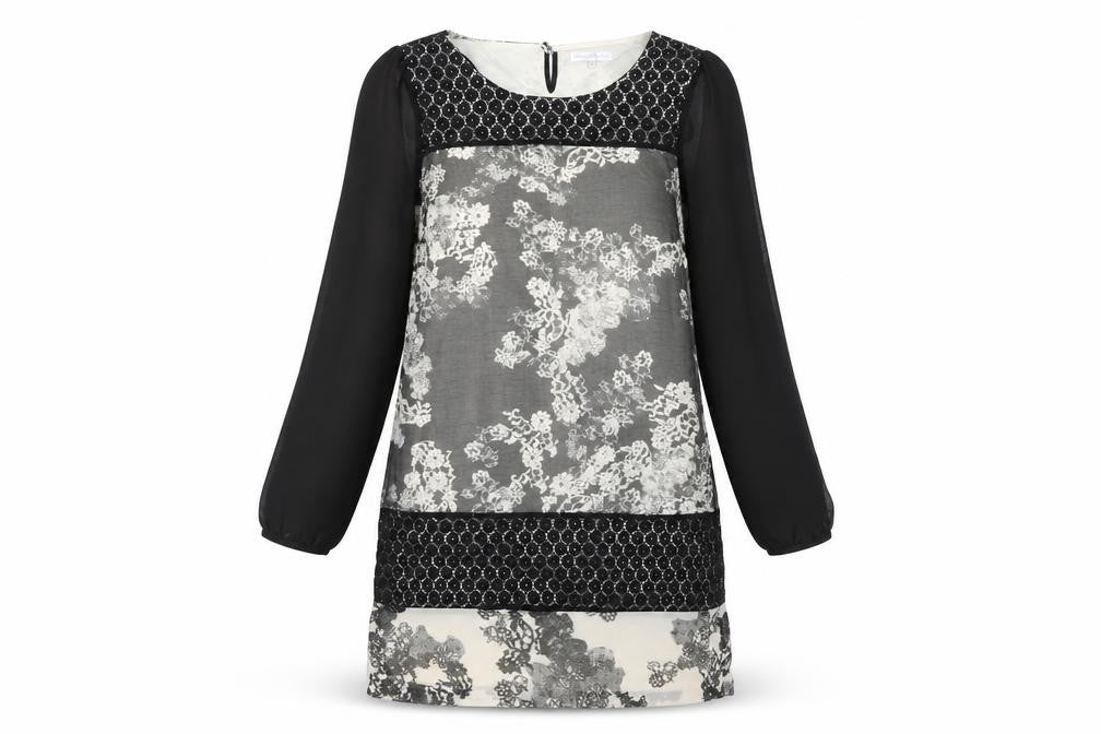 RJR.John Rocha Women Black Floral Lace Shift Dress Size 12