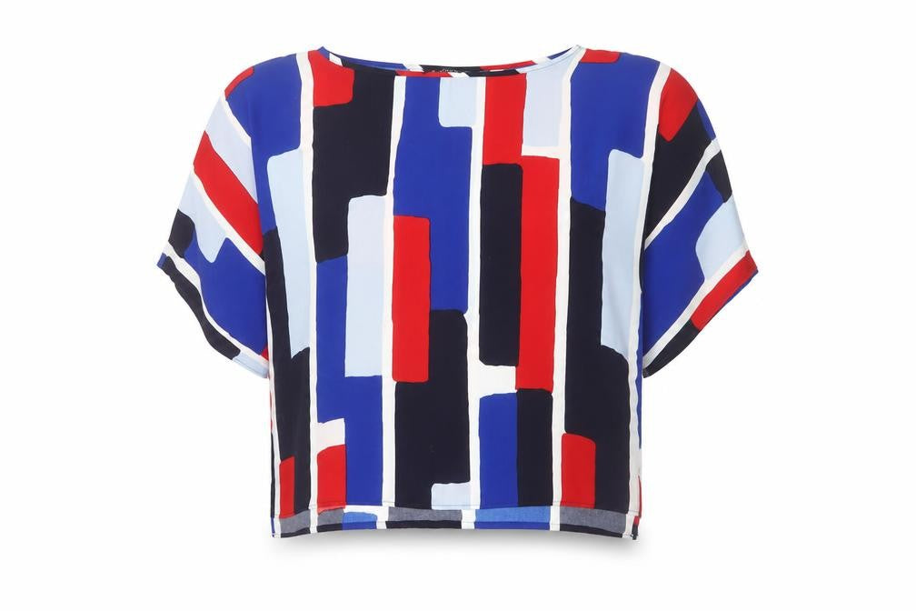 Dunnes Women’s Multicoloured Geometric Cropped Blouse Size 10