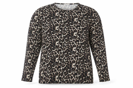 Oujian Women's Brown Leopard Print Long Sleeve T-Shirt Size 2XL