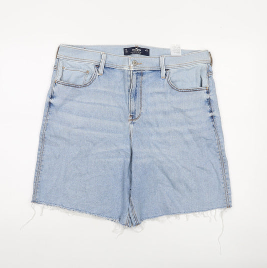 Hollister Men's Blue Denim High-Rise Relaxed Shorts Size 33