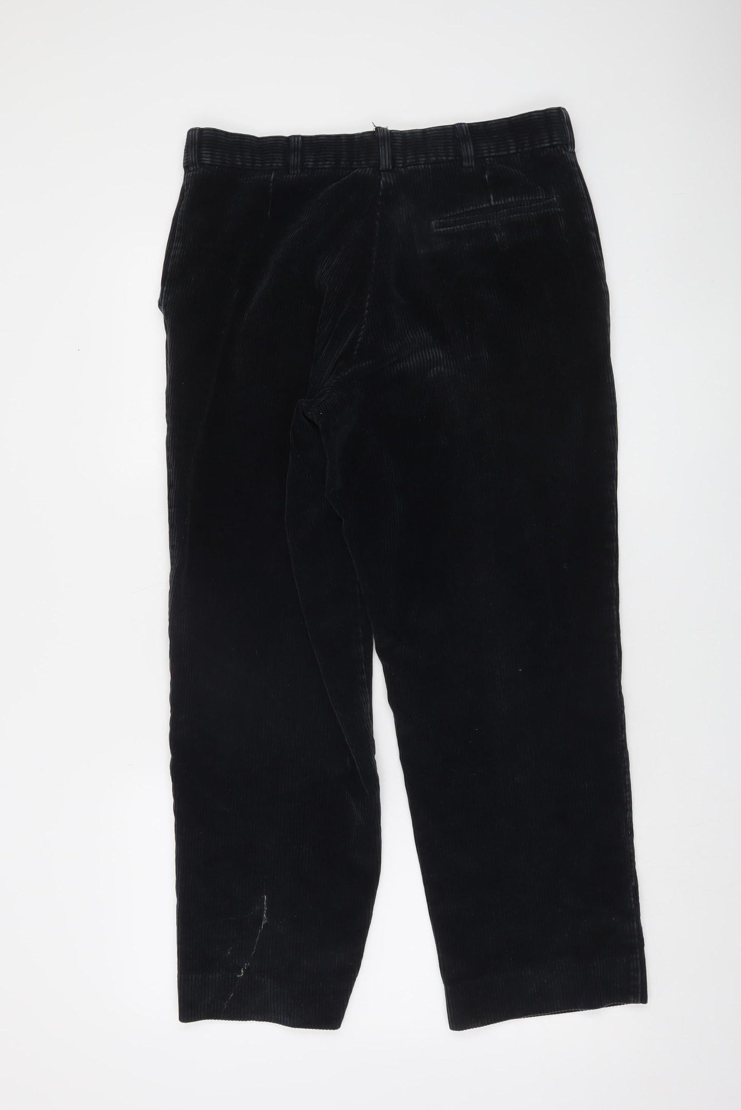 Marks and Spencer Men's Black Corduroy Trousers 36x29 Regular Fit
