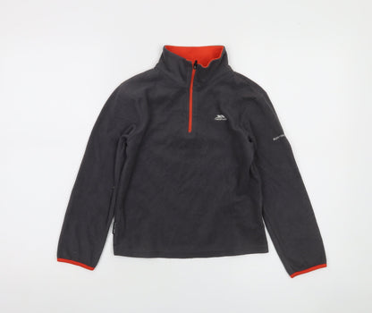Additional front view of Trespass boys’ grey fleece 1/4 zip pullover sweatshirt 7-8 years