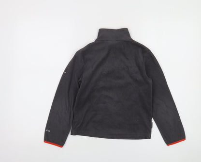 Close-up detail of Trespass boys’ grey fleece 1/4 zip pullover sweatshirt 7-8 years