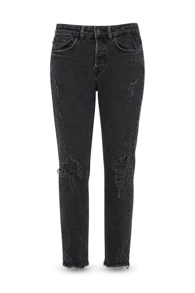 Zara Women Black Skinny Distressed Jeans Size 10 High Rise Denim