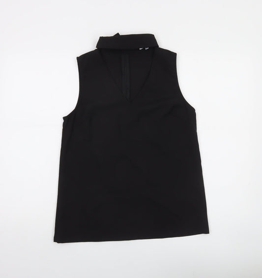 Lulu Love Women's Black Sleeveless V-Neck Polyester Blouse M