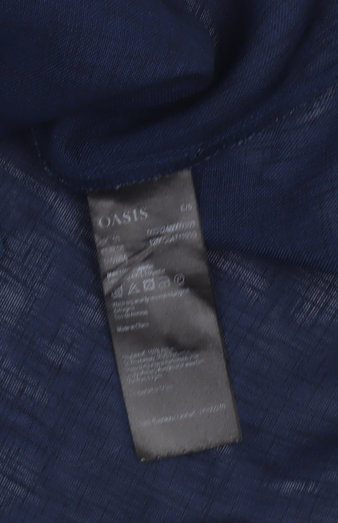 Oasis Womens Blue Cotton Sleeveless Tunic Blouse Size 10