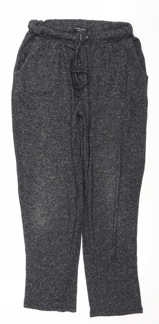 Brave Soul Women's Grey Knit Jogger Trousers Size M