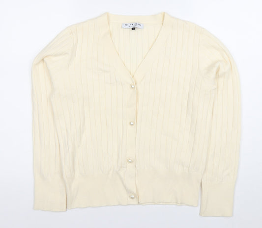 Kelly & Grace Women’s Ivory V-Neck Button Cardigan Size M