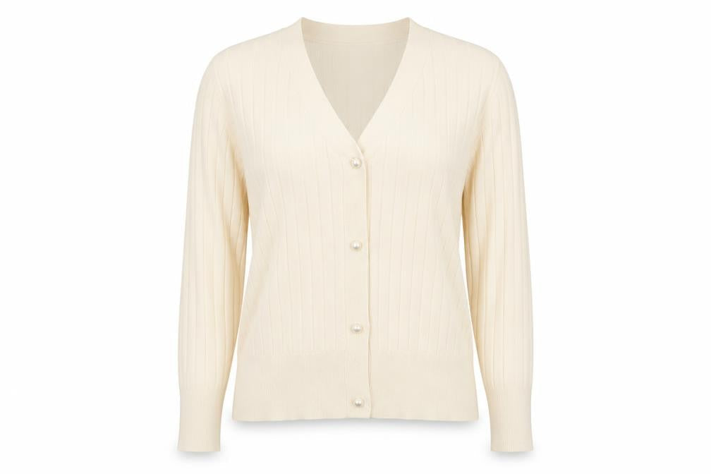 Kelly & Grace Women’s Ivory V-Neck Button Cardigan Size M