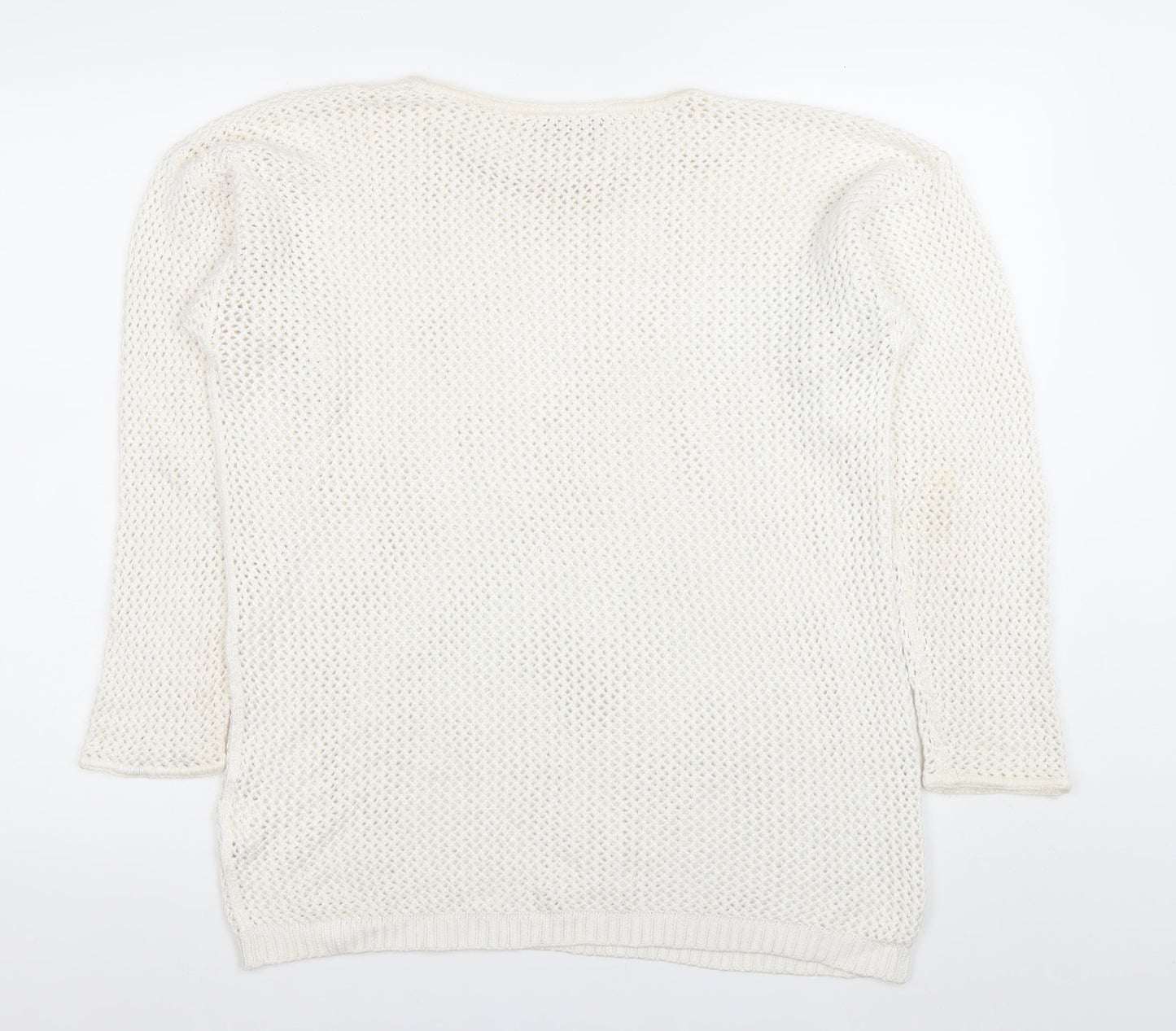 Blue Seven Women’s Ivory Open-Knit Cotton Pullover Jumper Size S