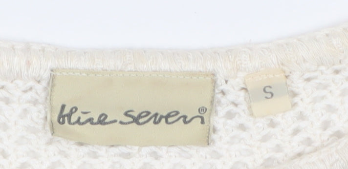 Blue Seven Women’s Ivory Open-Knit Cotton Pullover Jumper Size S