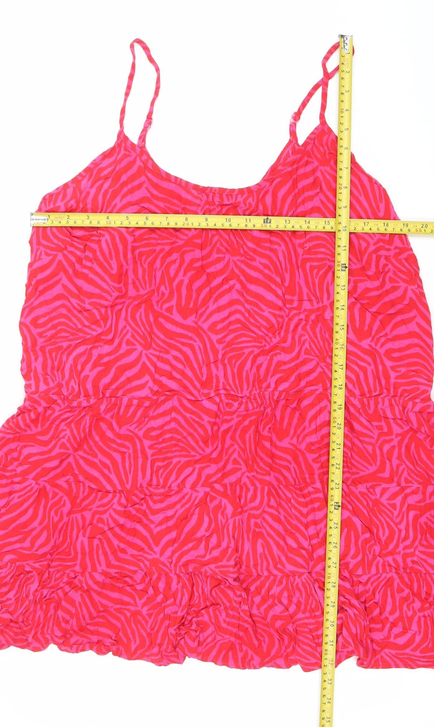Simply Be Women’s Pink Animal Print Asymmetric Slip Dress Size 26