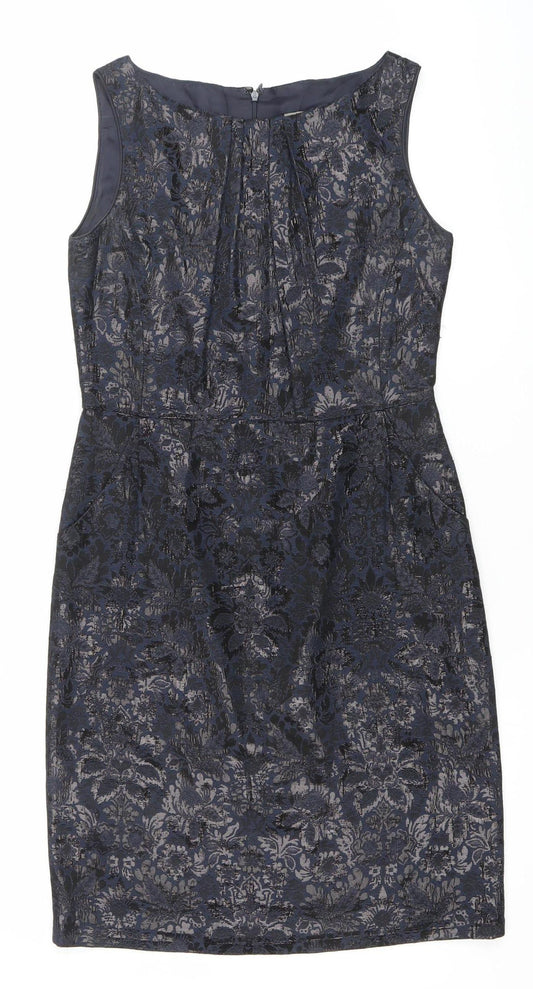 Jigsaw Women’s Blue Jacquard Sleeveless Sheath Dress Size 10