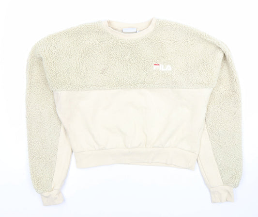 FILA Womens Beige XS Pullover Sherpa Fleece Sweatshirt