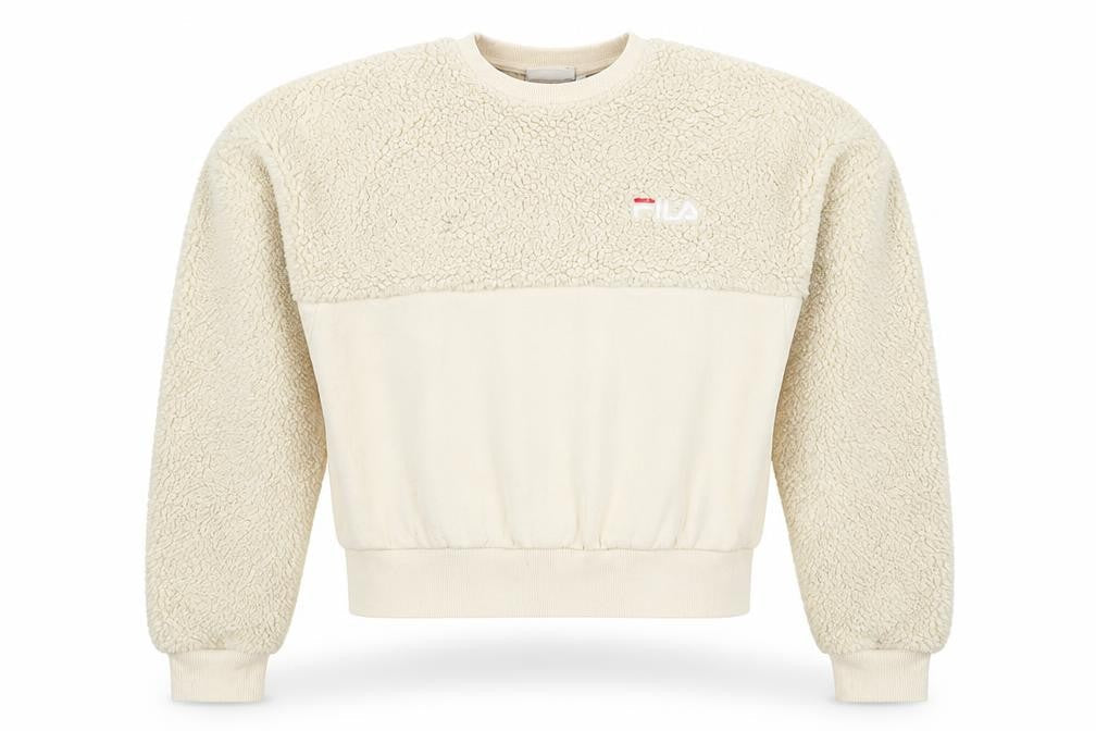 Fila Womens Beige XS Pullover Sherpa Fleece Sweatshirt
