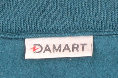 Damart Womens Blue Collared Cardigan M 14/16 Long Sleeve Polyester Cotton