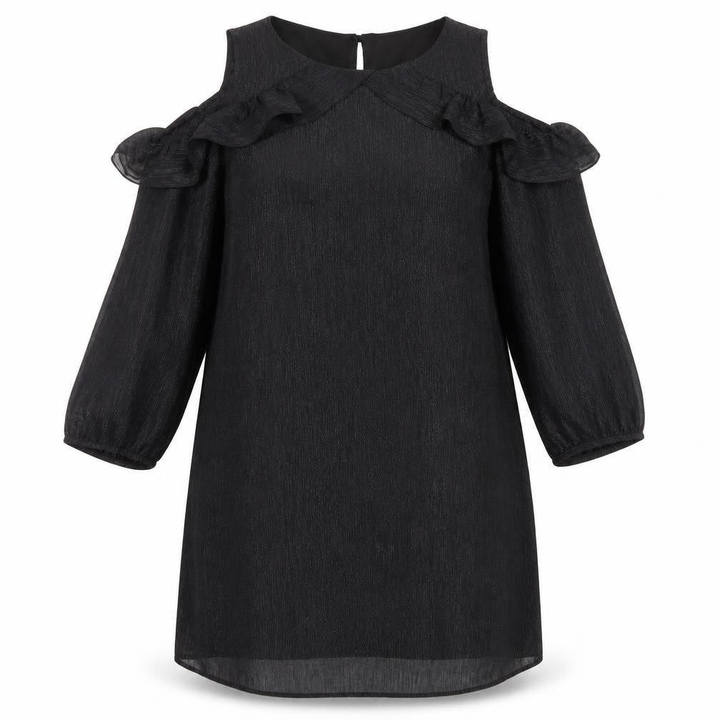 Wallis Women’s Black Cold Shoulder Ruffle Shift Dress Size 14