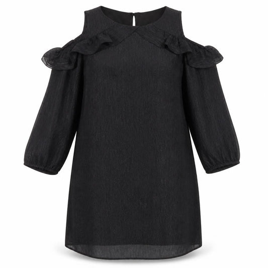 Wallis Women’s Black Cold Shoulder Ruffle Shift Dress Size 14