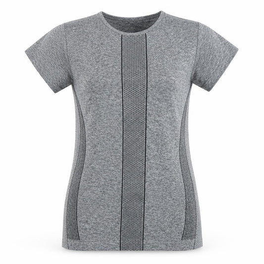 Front view of Dunnes Women Grey Athletic T-Shirt, size M, Moisture Wicking