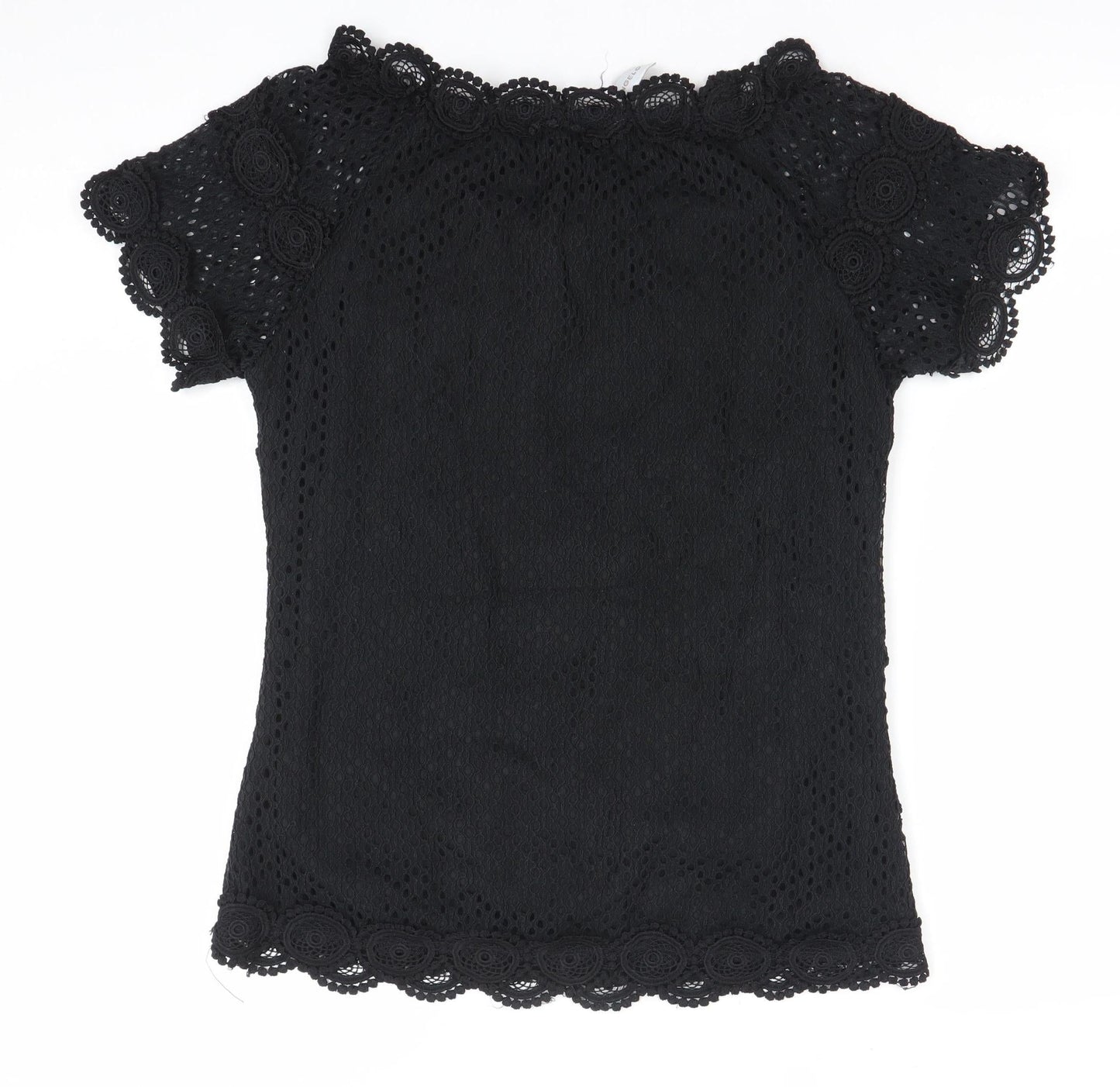 Marc Angelo Women’s Black Lace Short Sleeve Tunic Blouse UK 12