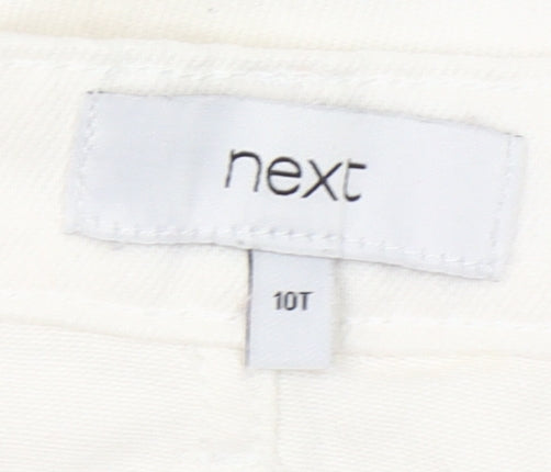 Next Women Ivory Denim Pencil Skirt Size 10 Tall Cotton Knee Length