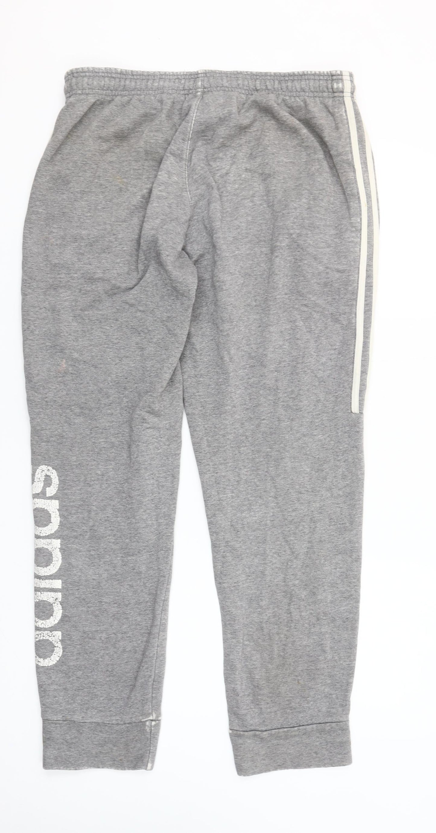 Adidas Men's Grey Jogger Trousers M Regular Fit Cotton Blend