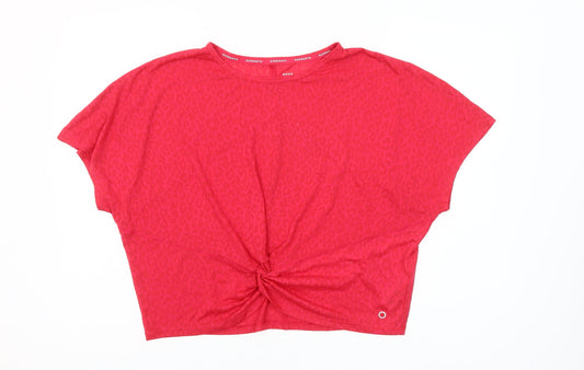 Marks and Spencer Goodmove Women's Red Animal Print Cropped Active T-Shirt Size 16
