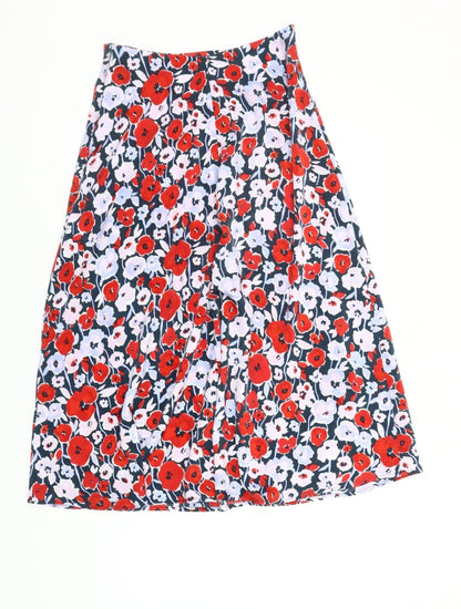 VILA Womens Multicoloured Floral Midi A-Line Skirt Size 8