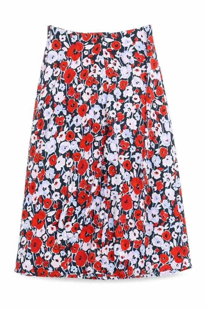 Vila Womens Multicoloured Floral Midi A-Line Skirt Size 8