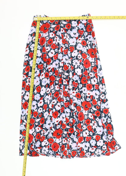 VILA Womens Multicoloured Floral Midi A-Line Skirt Size 8